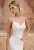 Sexy Beach Tallas grandes Sirena Vestidos de novia Correas espaguetis Satén Sin respaldo Bohemio Boho Vestido de novia Barrido Tren País Vestidos de novia