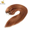 Extension de cheveux humains alignés sur les cuticules, lot épais, couleur naturelle, noir, marron, boucle droite soyeuse, micro-anneaux, 1 g/brin, 100 brins 10-24