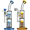 Hosahs Toro Recycler Bubbler Glass Tube Bongs med diffusa dubbla armträd perc Vattenrör dabbar riggar skål eller banger