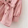 2020 printemps automne nouvelle boutique enfants vêtements double boutonnage couleur unie enfants tench manteaux revers manches longues filles manteau vente chaude