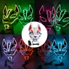Mężczyźni Kobiety Halloween Horror Fox Neon Maska El Wire LED Zapalić Full Cat Face Cosplay Costume Festival Party Supplies