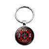 WG 1pc Firefighter Logo Time Gemstone keyChain Keyring Pendant Metal Keyring Accessories Creative Gift For Men Jewellry5283439