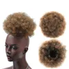 8-Zoll-Puff-Afro-Locken-Chignon-Pferdeschwanz mit Kordelzug, kurzer, verworrener Afro-Pferdeschwanz zum Anklipsen auf afrikanische synthetische Haarknoten, Haarteile fo8946058