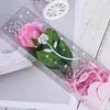 Creativo fiore decorativo singolo rosa da 22 cm con sacchetti di imballaggio in scatola di PVC trasparente per regali di fiori per fioristi di matrimoni festival