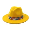 Geniş Memul Kireç Yeşil Geniş Sebir Fedoras Erkekler Yün Şapkalar Haki Khaki Sıradan Caz Şapkası Kadınlar Katı Şeridi Trend Fedora Caps202s