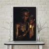 Preto e dourado nu mulher africana com colar pintura em tela cartazes e impressão escandinavo arte de parede imagem para sala de estar6903830