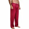 Casual Men Pants Loose Silk Satin Pajamas Nightwear Sleepwear Pyjamas Pants Sleep Bottoms Trousers255i