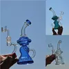 10 pulgadas 3 colores Bong de vidrio doble Perc reciclador perc vidrio Tubería de agua grandes plataformas petroleras reciclador vidrio bong dab rig banger 14MM