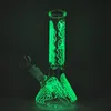 Glow In The Dark Glass Bong Straight Tube 18 mm Female Join Herbal Water Pipes Beaker Hookahs With Diffused Downstem DHL Free