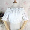 Chemisiers pour femmes Chemises Femmes Retro Renaissance Top Sexy Off The Shoulder Short Sleeve Lace Victorian Vintage Steampunk Blouse Lolita Shirt