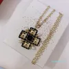 Female ornate cross imitation pearl ear stud necklace set fashion design highend letter earrings collarbone choker jewel8071877