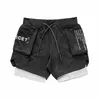 Nieuwe 2 in 1 sportschool shorts Men Summer Running Jogging shorts Men Snelle droge training heren gym fitness workout sport korte broek1962918