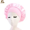 400 pièces/lot vente en gros Bonnet en Satin pour femmes avec large bande élastique doux soyeux respirant bonnet de sommeil chapeaux accessoires de cheveux