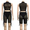 Sheer Mesh Sexy Two Piece Set Women Clothing Set Summer Crop Top Biker Shorts Festival BodyCon 2 pezzi Club Abiti per donne18364054