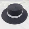 Nouvelle mode British Style Sun Straw Hats for Women Flat Top Summer Summer Hat Summer Dames Outdoor Vocation Caps7436472