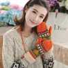 2020 New Cute Pattern Women Winter Elegant Gloves Dot And Christmas Tree Pixel Style Knit Mittens With Holding Line