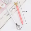 1pc Big Diamond Crystal Pen Gem Ballpoint Pen Ring Bröllop Office Metal Ring Roller Ball Svart Rose Gold Silver Rosa