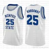 Anfernee 25 Hardaway Государственный колледж Мемфиса MENS College Basketball Jersey David 50 Robinson Ja 12 Morant Mu