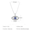 Azul Mal Eye Colar Gelado Out Pingente de Luxo Cristais Rhinestone Clavícula Colar De Prata Jóias Gargantilha Colar De Forma Aniversário Presentes