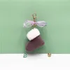 Christmas Boot Keychain Ring Plush Fur Car Key Chain for Women Girls Cute Lace Bow Bag Charms Pendants Xmas Gift Cartoon Pompom Keyring Fashion Accessories