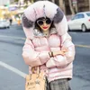 Ly Varey Lin Real Fur Coat Natural Fur Collar Vinterjacka Kvinnor 90% Vit Duck Double Sided Hooded Vattentät Parkas