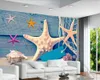 3D Muurschildering Behang Mediterrane Stijl Vis Net Shell Tooling Achtergrond Muur HD Digitale Printing Vochtbestendige Wandelaars