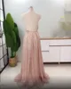 Nowe Sexy Spaghetti Paski V-Neck Backless Prom Dresses 2020 Rose Gold Cekiny Długa Suknia Wieczorowa A-Line Champagne Formalne Suknie Party