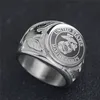 Officieren Verenigde Staten Marine Corps USMC Ring US Navy USN Militair Army Anchor Firefighter Men's Ring Ringless Steel Sieraden7667931