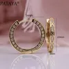 Pataya New 585 Rose Gold Circle Drop Earrings Women Wedding Jewelry White Round Natural Zircon Luxury Fashion Retro Grid 2997069