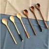 Long Handle Winding Wooden Spoons Multifunctional Cocktail Spoon Stirrer Gift Dinnerware Drinking Tools Log Color Retro Style 2 55jm F2