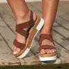 Sandales Plateforme Femmes Summer Beach Chaussures Open Toe Casual Coin décontracté Cork Sangle élastique # G3