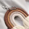 Llaveros tejidos de arcoíris para mujer, llaveros de macramé con borlas, llavero, joyería A69F289M