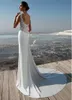 Proste satynowe suknie ślubne syreny boho na plażę dla kobiet elegancka koronkowa otwarta plecy seksowna panna młoda de Mariee Siek