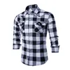 Herr mode kausala rutor checkar skjortor långärmad avslag krage smala passform mode tröjor fz06425643929