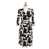 Vrouwen elegant potlood kantoor jurk vrouwelijke mode wit zwart print designer retro robe femme werkslijtage v-hals jurken vestidos