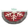 Christmas Tree Skirt 48 inches Large Burlap Plaid with Snowflake and Faux Fur Xmas Tree Holiday Decorations JK2008XB