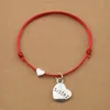 20 pcs/lots nouveaux cadeaux de fête de famille coeur charme maman fille papa fils grand-mère grand-père oncle tante soeur pendentif rouge noir cordon corde Bracelets