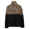 Felpa calda primavera inverno Donna Stampa leopardata Cerniera Colletto alla coreana Pullover Streetwear Moda Donna Tasche larghe Felpe con cappuccio