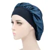 Solid Color Wide Band Satin Bonnet Caps Women Hair Care Night Sleep Hat Head Wrap Fashion Accessories