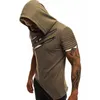 Men's T-Shirts 2021 Summer T Shirt Short Sleeve Fitness Hooded T-Shirt Irregular Hole Tops Casual Male Hoodie Tshirt Tee Homme