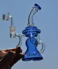 10 pulgadas 3 colores Bong de vidrio doble Perc reciclador perc vidrio Tubería de agua grandes plataformas petroleras reciclador vidrio bong dab rig banger 14MM