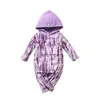 Newborn Infants Toddlers Hooded Rompers Long Sleeve Tie Dye Jumpsuits Clothing Boys Girls Pring Autumn Fashion Baby Climbing Clothes M2631