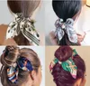 2020 Ny Chiffong Bowknot Silk Hair Scrunchies Kvinnor Pearl Ponytail Hållare Hårbindning Hårtråd Gummi Band Tillbehör GD555