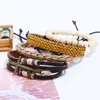 Weave Cross charm wood beads bracelet multilayer leather bracelets bangle cuff women mens fashion jewelry will and sandy gift