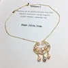 Factory direct selling natural freshwater pearl copper lock Pendant Fashion retro gold injection color accessories handmade necklace jewelry
