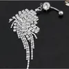 Rostfritt stål Diamond Tassel Belly Ring Fashion Sexig Crystal Pierced Navel Bell Button Ringar Kvinnor Mode Smycken