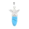 QIMOSHI Pierre Naturelle Bullet Pendentif Collier Alliage d'Argent Charme Féminin Petit Point Cône Bijoux Cadeau d'anniversaire pour Femmes Hommes Fille Garçon