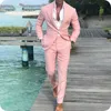 Koralle Casual Männer Anzüge Slim Fit Hochzeit Smoking Schal Revers Bräutigam Tragen 2PCS Bräutigam Anzüge Trauzeuge Prom Blazer