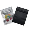 7.5*10cm Matte Black / Clear Front Zipper Bags Resealable Zip Aluminum Foil Plastic Bag Food Grocery Packing Mylar