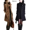 Mordilhões de lã femininas 2021 mulheres trincheiras casaco de lã inverno slim Double peito peito casacos longos eterwear para mais tamanho